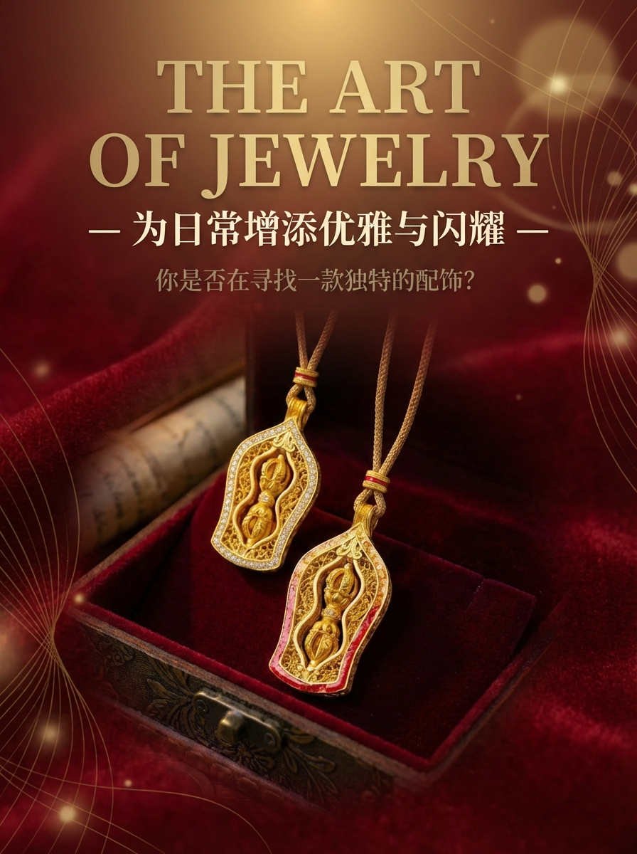 A hand-carved movable pendant Thangka necklace in the style of Indian Buddhism with gold and silver covering pic 1