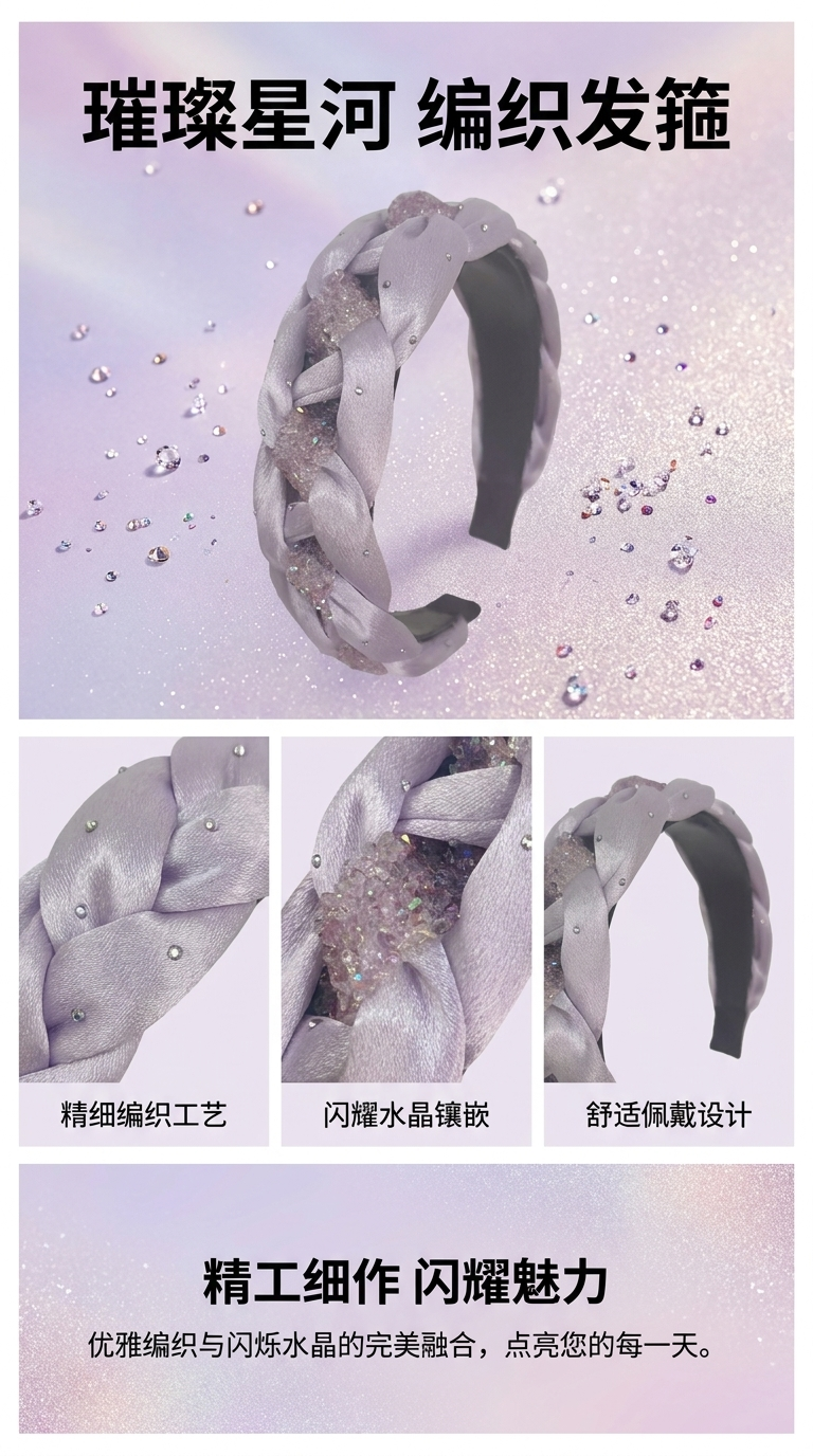 韩版拼接发箍女士儿童头箍发箍底胚可调节时尚发饰详情1