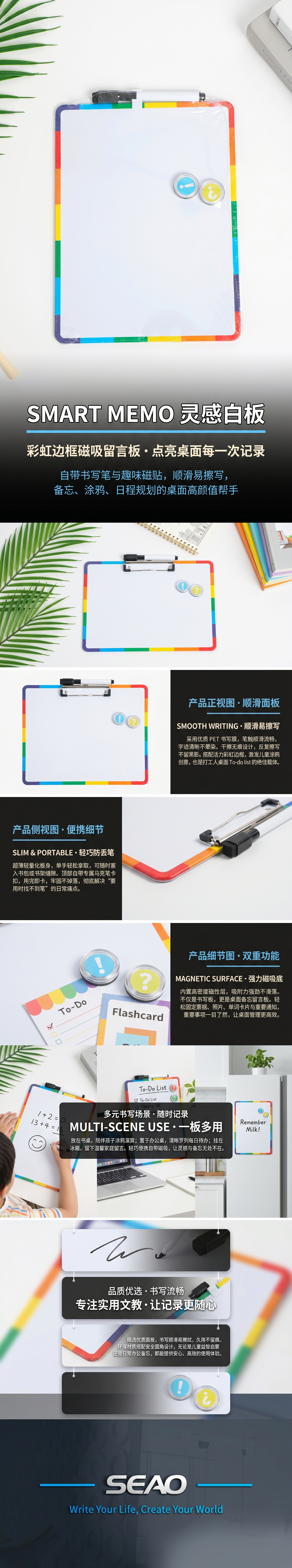 彩色边框白板 可擦写磁性白板带边框办公教学用详情1