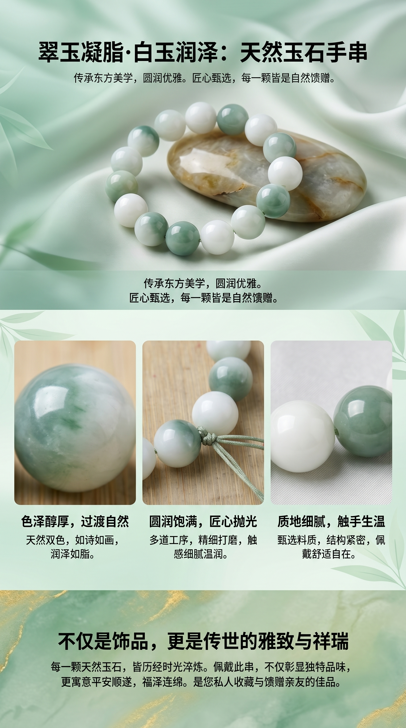 Natural stone hand beads paired with adjustable knots as a fashionable accessory pic 1