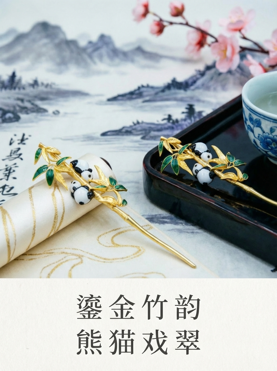 S925 Bamboo Charm Mengrui Hairpin, Hairpin, Hairpin, and ancient Style Jewelry for Women pic 2