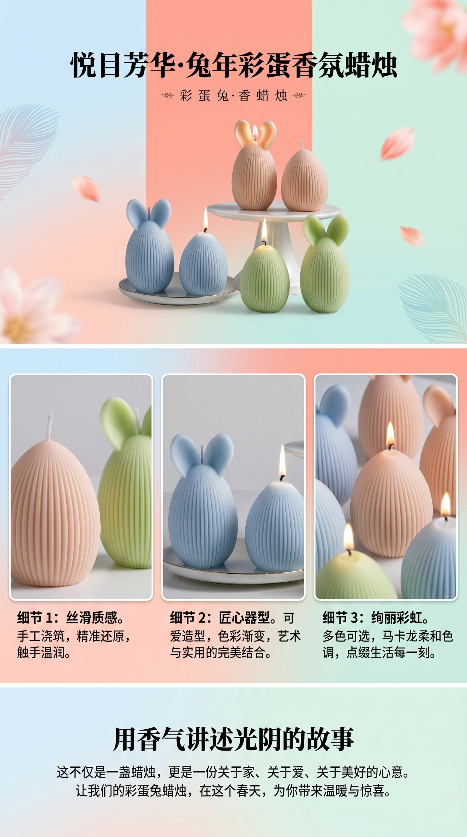Cross-border bestseller easter bunny eggs Decorative Gift Egg-shaped Scented Candle pic 1