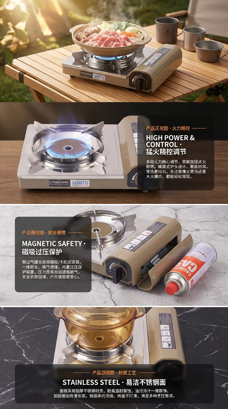 Happy Foodie TK-330B户外露营一体式便携可折叠野餐野营炊炉详情2