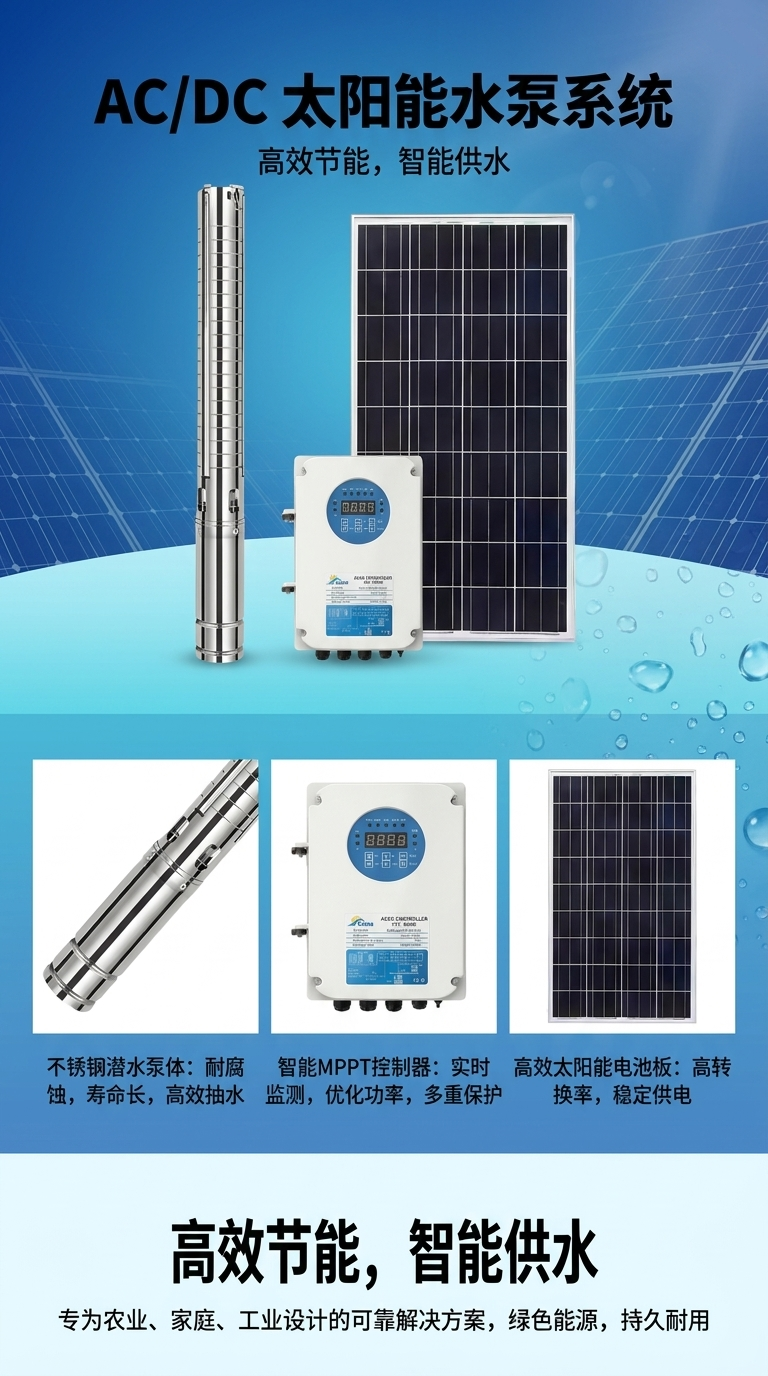 LIKOU energy-saving and environmentally friendly solar water pump made of stainless steel for ACDC household irrigation pic 1