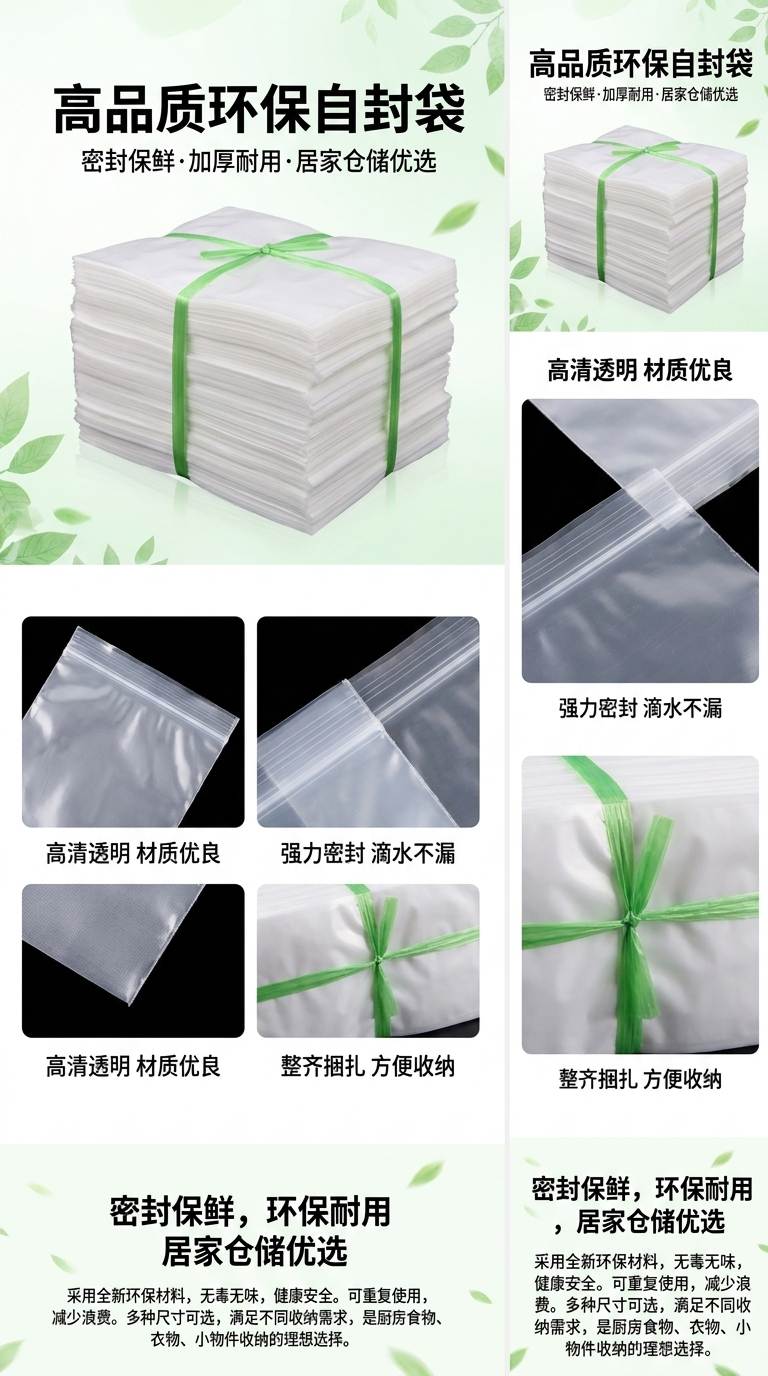 Other plastic film bags are sealed, fresh-keeping, leak-proof, and large-capacity packaging bags are self-adhesive pic 1
