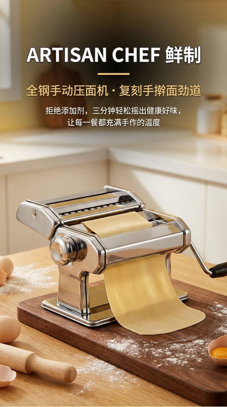 跨境热卖 压面机家用小型面条机手动商用新款 手摇不绣钢压面机源头工厂详情1