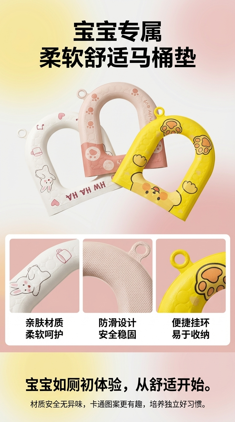 Cross-border toilet seat cushion, all-season universal toilet seat cushion, EVA washable waterproof cartoon printed toilet seat cushion, wholesale 090038513 pic 1
