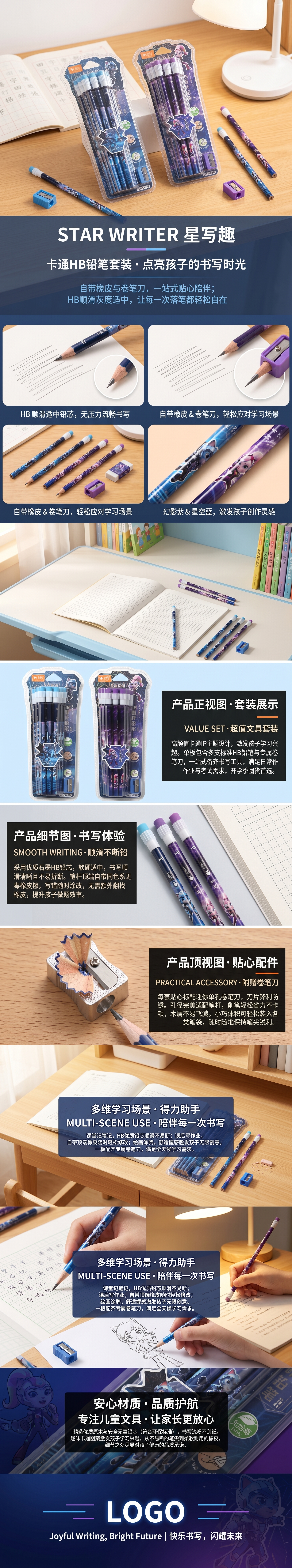 The stationery set includes pencils and pencil sharpeners, a practical combination for students and offices pic 1