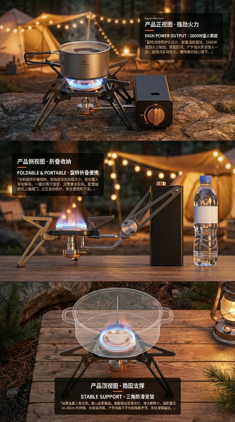 新款折叠旋转卡式炉全铜炉头燃烧器 便携户外卡式炉camping stove详情2