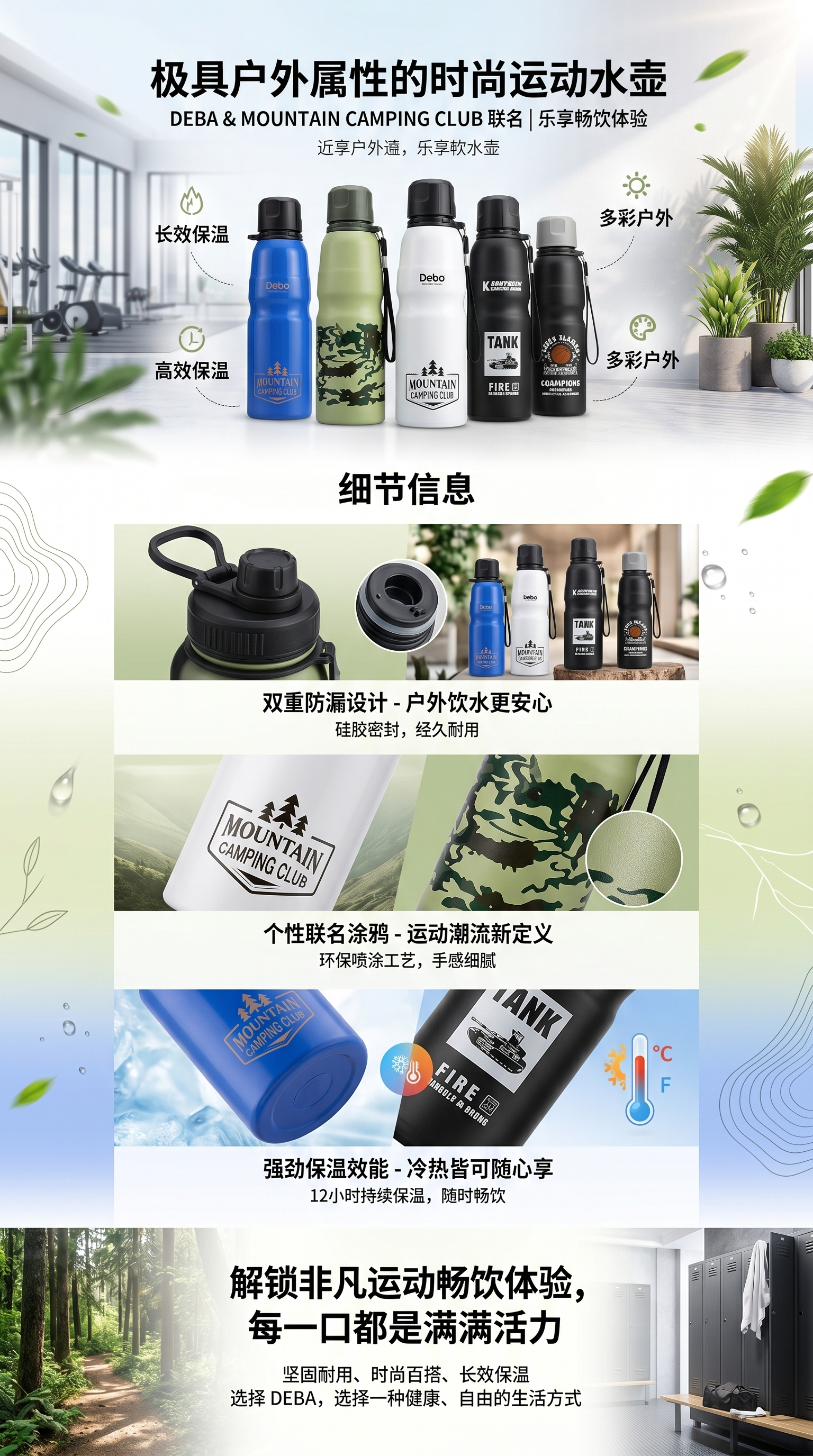 Water cup insulated water cup, 304 stainless steel large-capacity portable sports water bottle pic 1