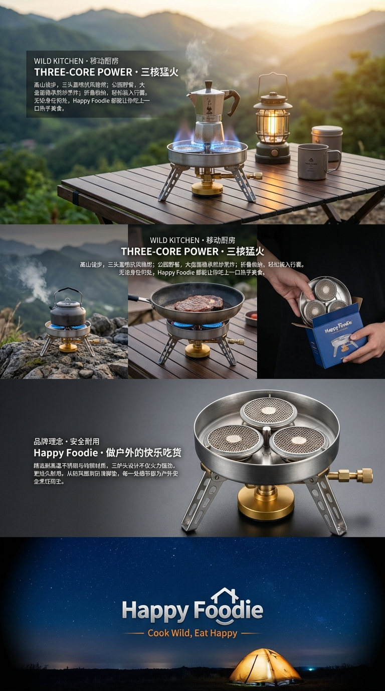 户外三星炉灶防风猛火炉头野餐露营卡式液化气便携式野营炉户外炉详情3