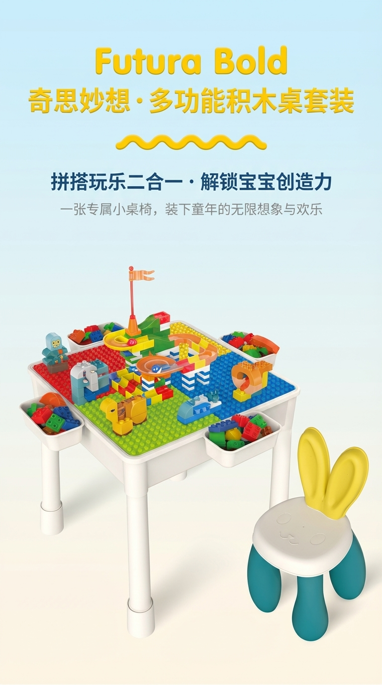 MENGGAO BLOCK TABLE儿童积木桌套装早教玩具3岁以上DIY多用热销款详情1