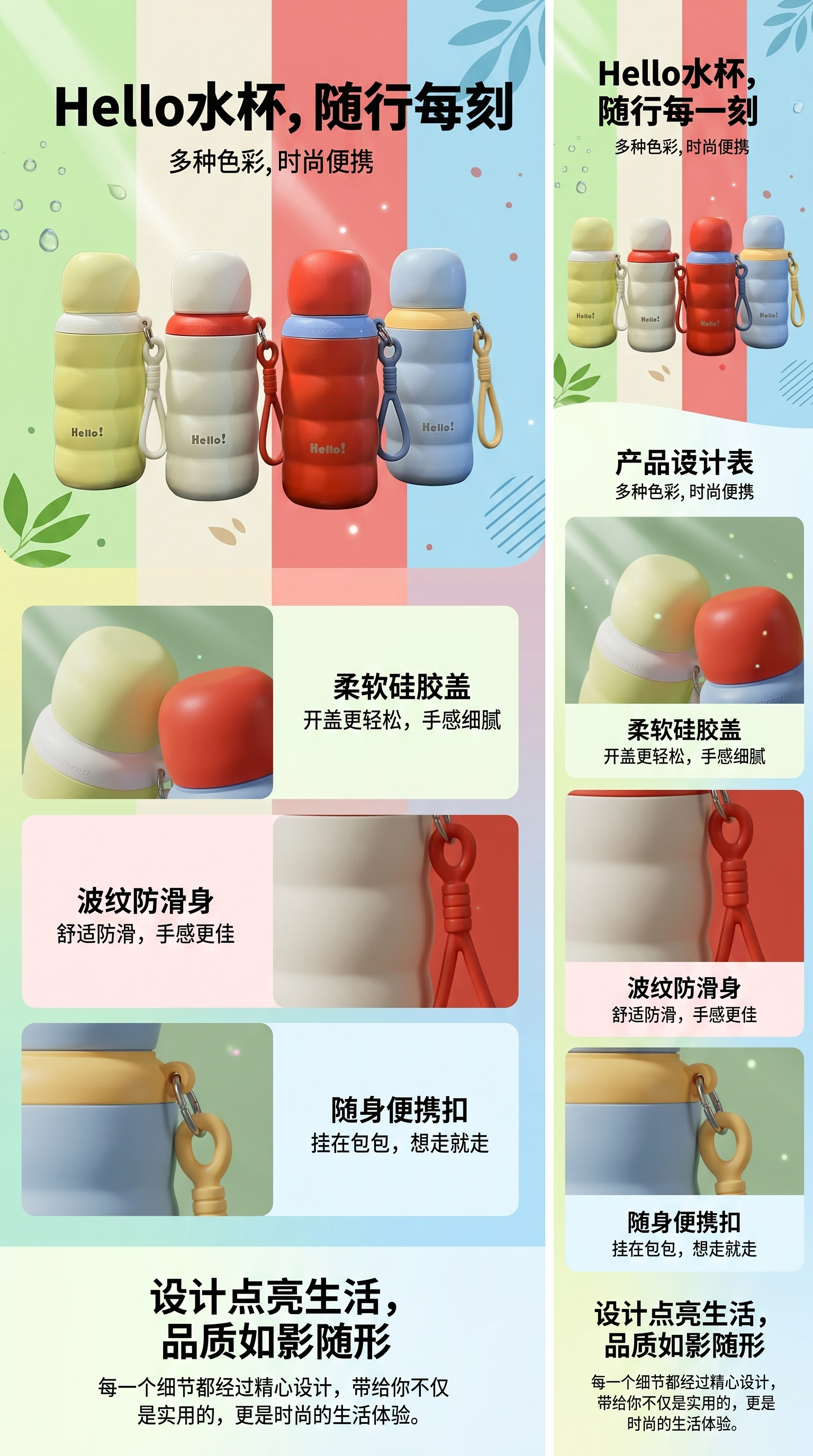 新款毛毛虫不锈钢弹跳杯316多功能双用内塞带吸管高颜值保温水杯详情1