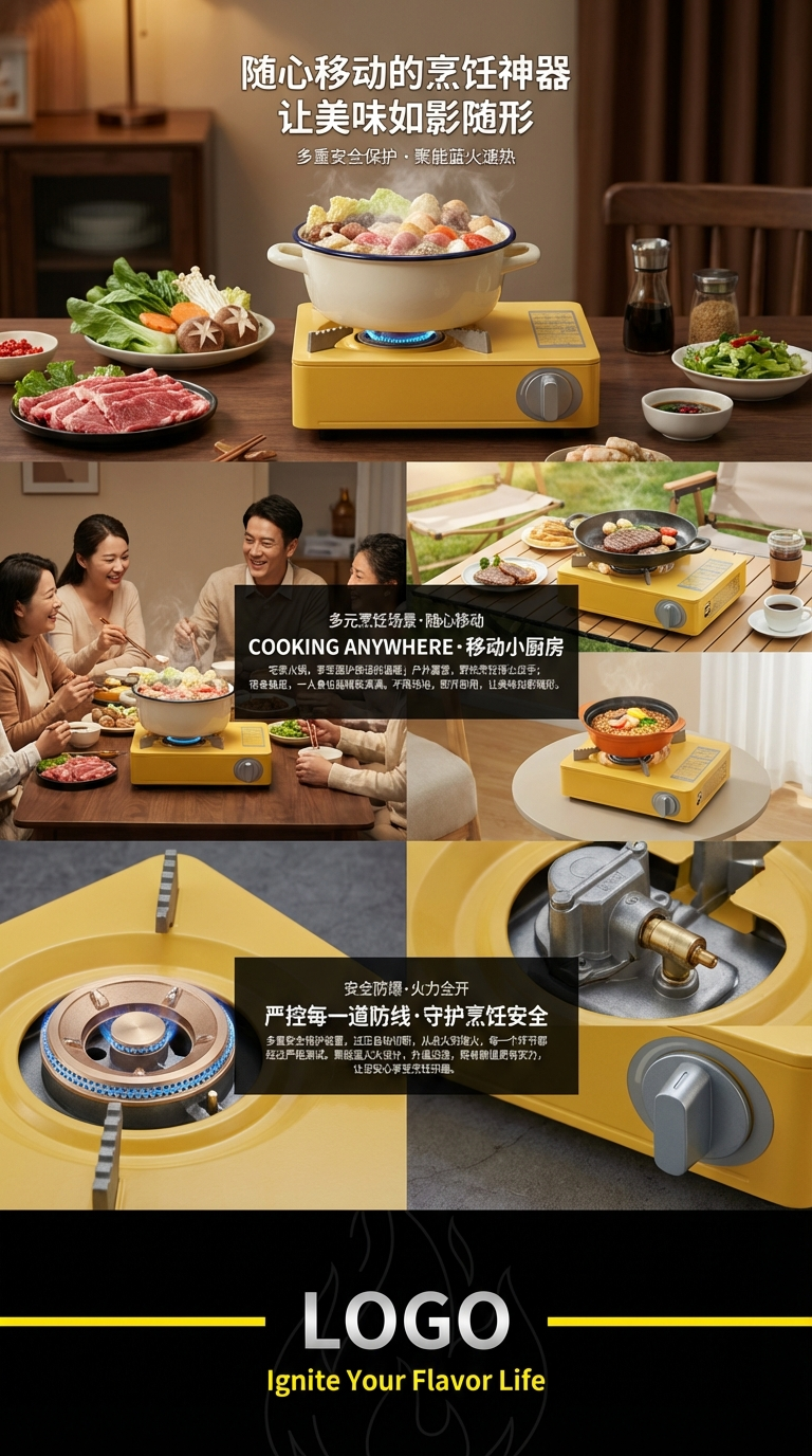 New type of gas stove, outdoor camping road stove, square stove source factory pic 3