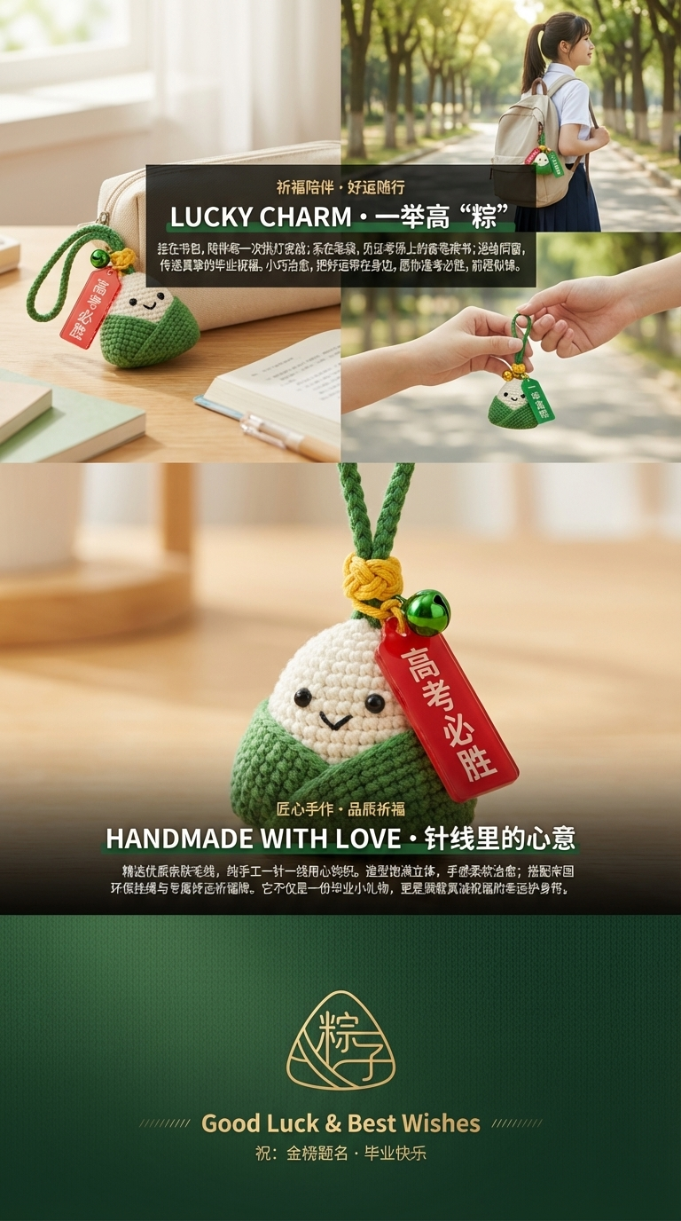 一举高粽钥匙扣挂件毛线粽子书包挂饰学生中考高考加油毕业小礼品详情3