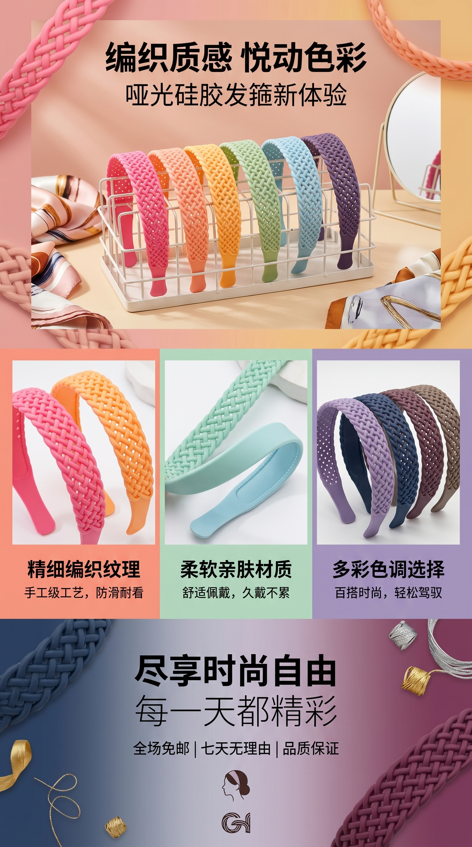 彩色编织儿童头饰发箍底胚头箍 男女童通用详情1