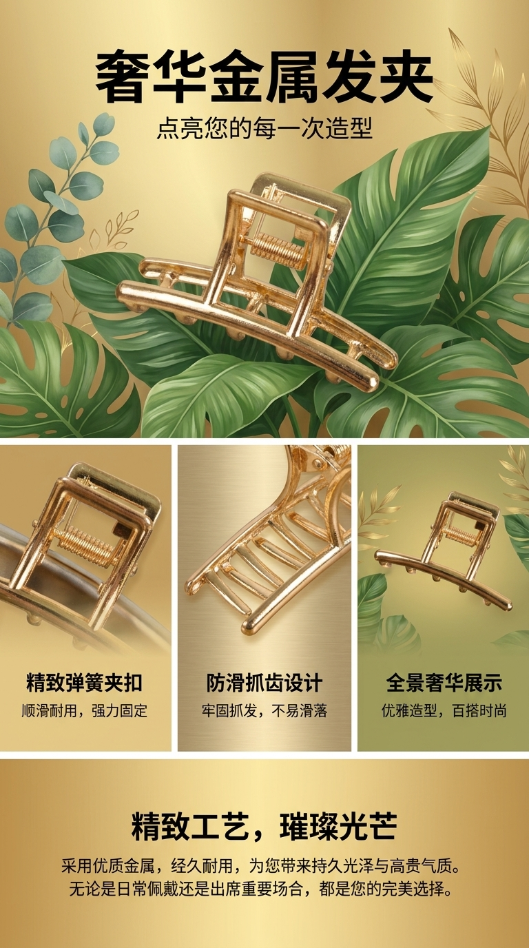 鲨鱼夹抓夹发卡发饰女款时尚发夹大号防滑夹子详情1