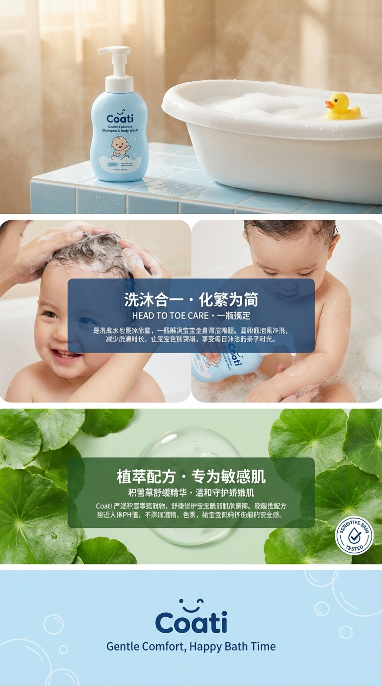 Coati Gentle Comfort Shampoo & Body 婴儿洗发沐浴露儿童洗护 沙棘果洗发水沐浴露二合一详情3