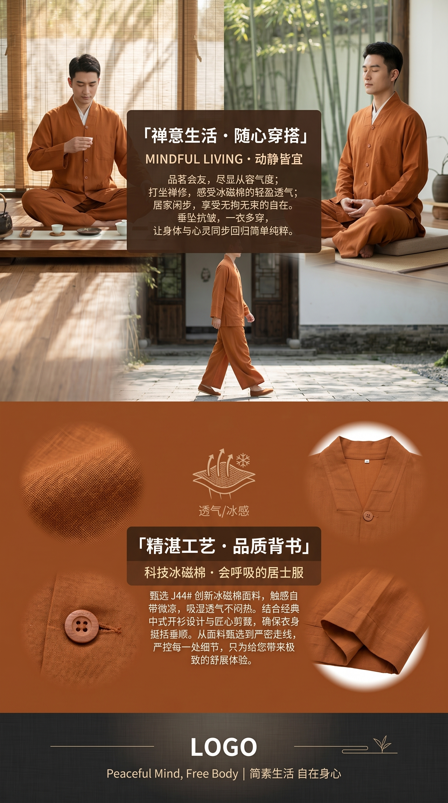 橙色中式服装修身显瘦新款国风服饰103300888详情3