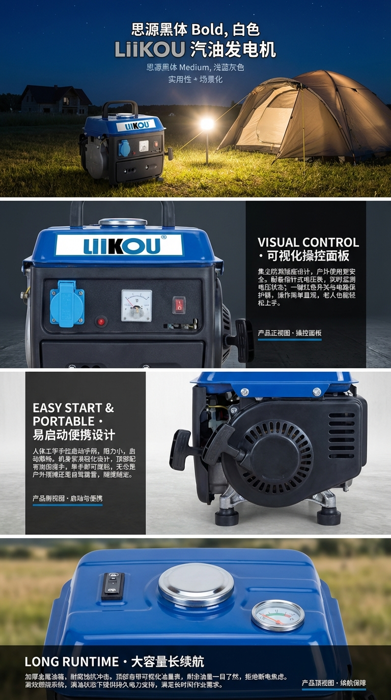 LIIKOU发电机汽车小型便携式应急备用家用发电机动力强大950型详情2