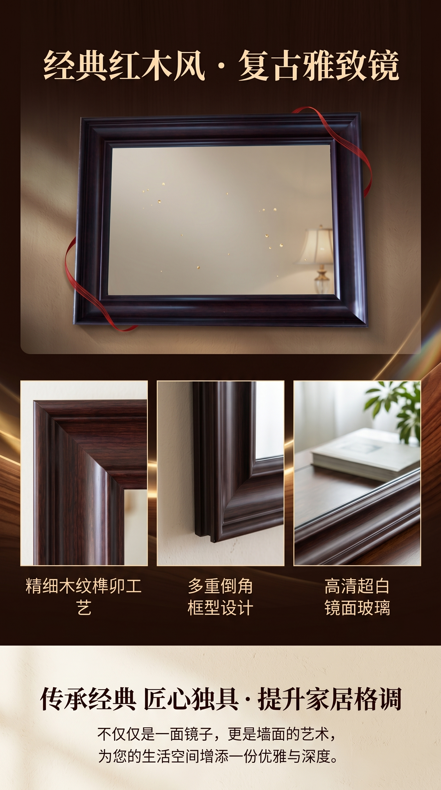北欧立体浴室镜轻奢卫生间金色浴室玄关装饰镜详情1