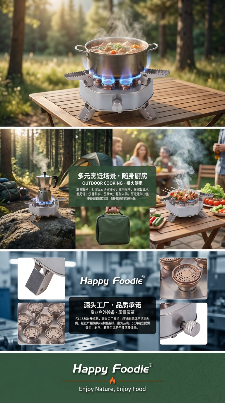 Newly upgraded portable folding outdoor fierce fire stove 12800W seven-core fierce fire camping stove, gas stove, source factory, source factory pic 3