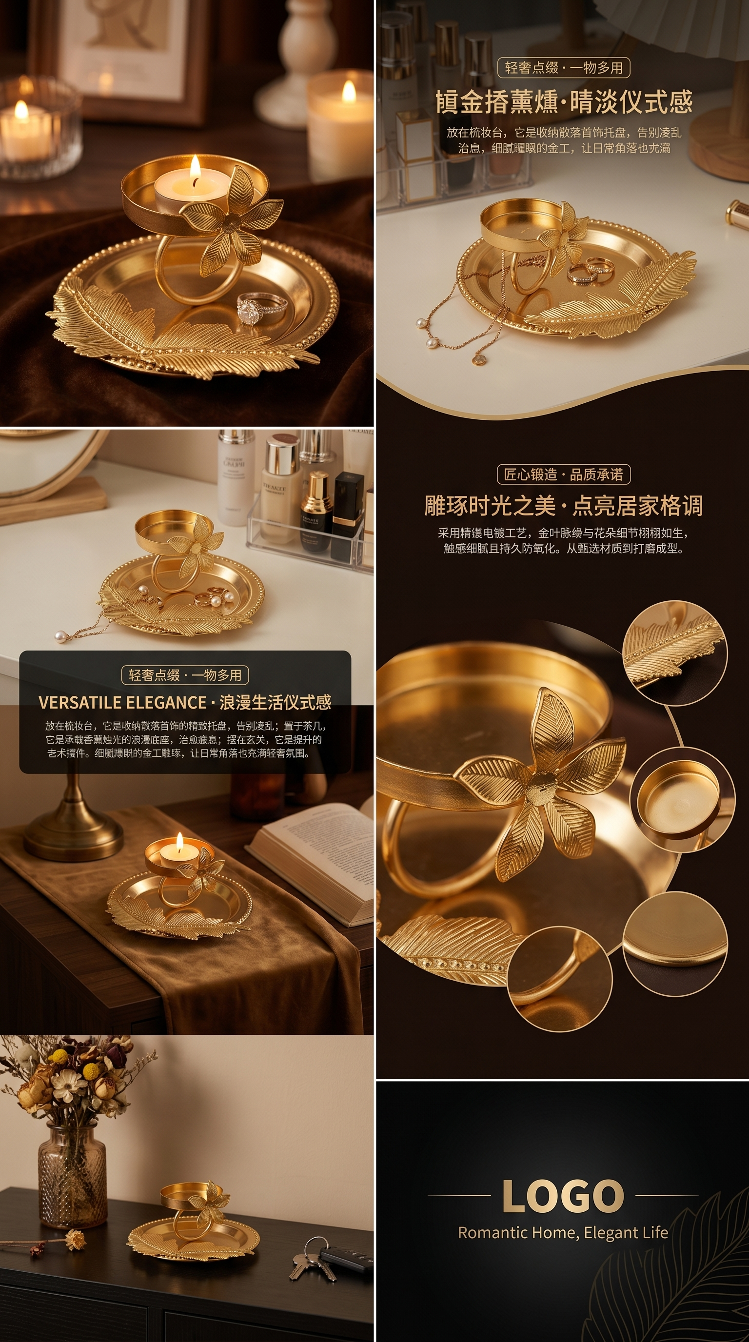 Golden candlestick decorations, living room ornaments, home decoration ornaments, candlestick ornaments pic 3