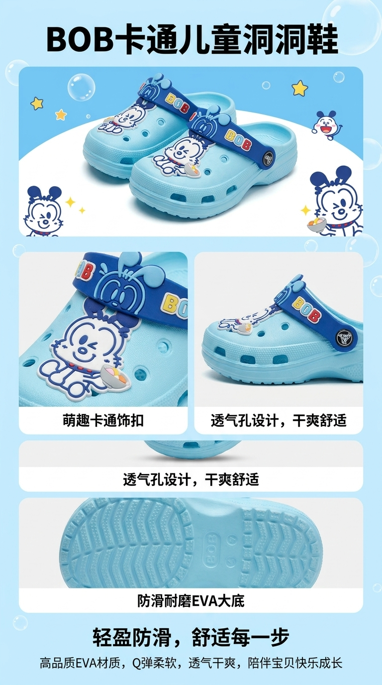 Cartoon-patterned children's slippers with soft soles and anti-slip properties for home use pic 1
