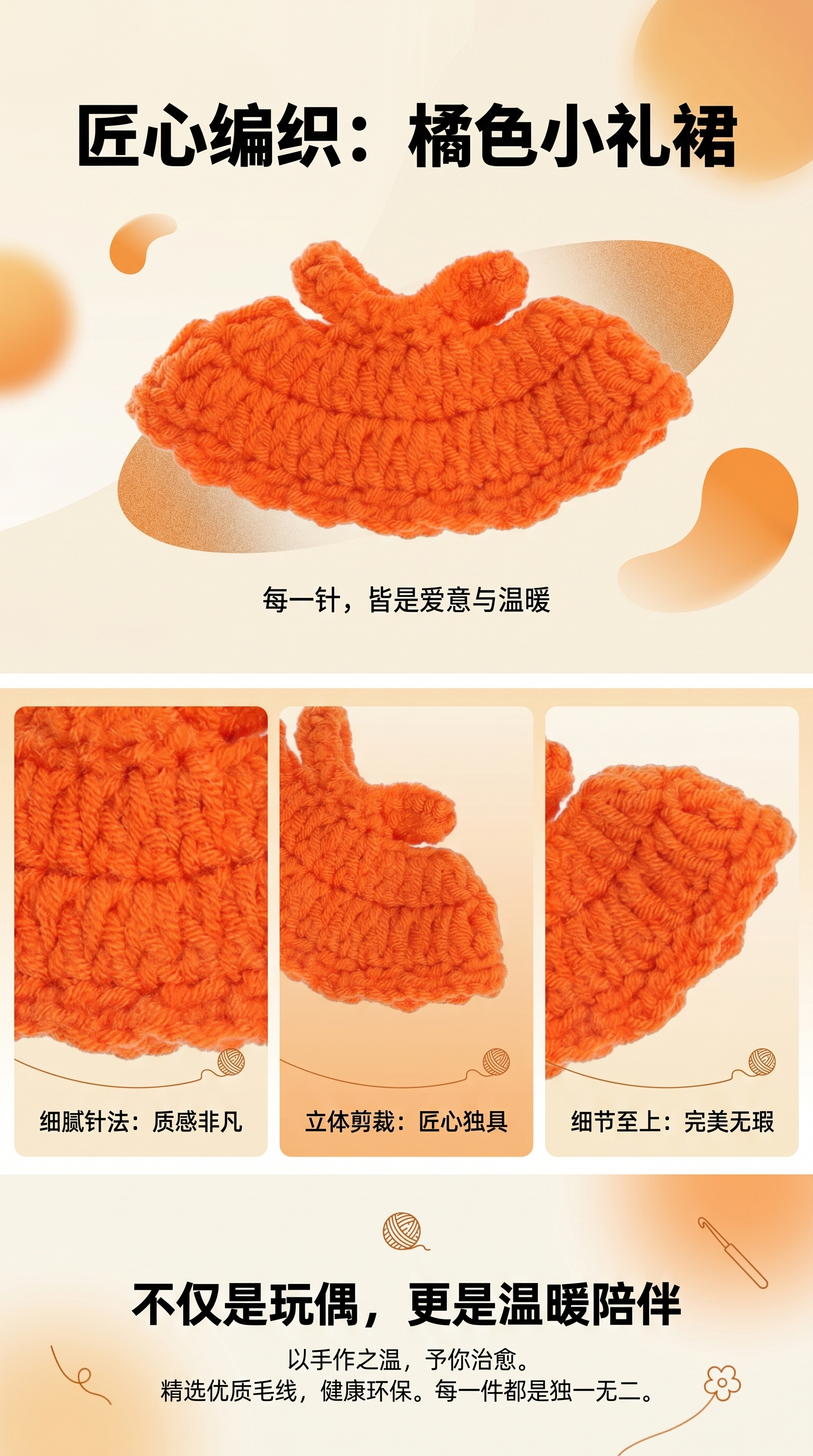 小清新针织马甲裙子手工编织迷你娃娃衣diy玩偶公仔配饰蝴蝶结详情2