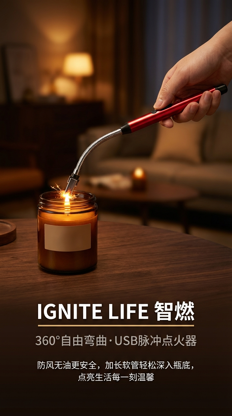 厨房用脉冲电子点火器充电防风打火机户外烧烤点火棒点香薰点蜡烛详情1