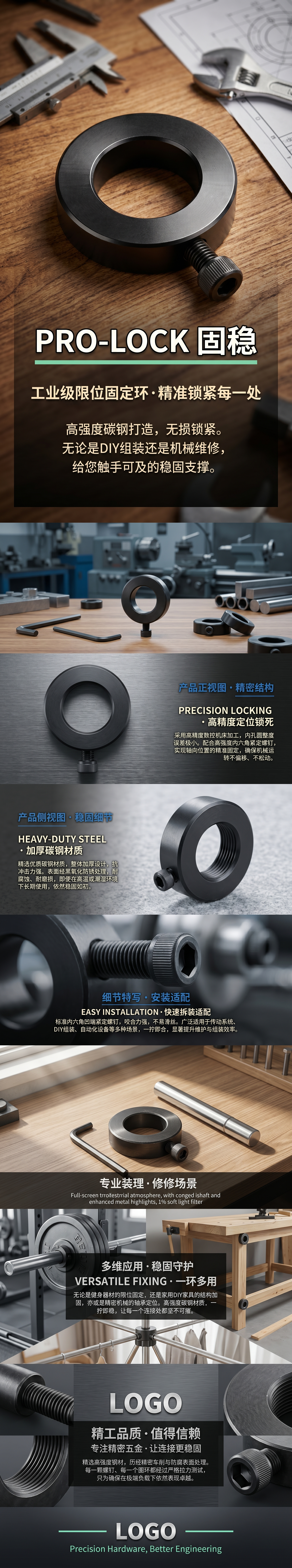 黑色金属环形夹具 重型工业级可调节紧固夹详情1