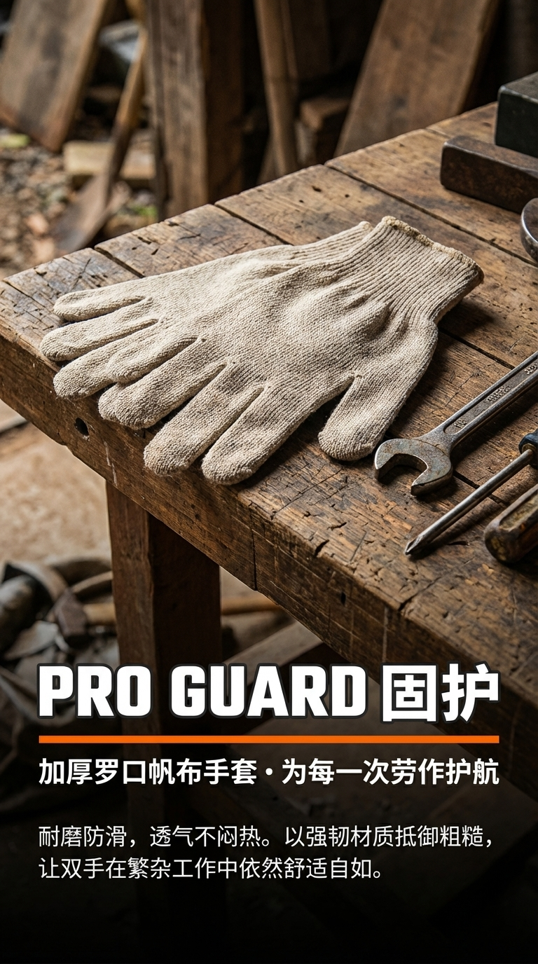 Knitted ruffled canvas gloves, iron ore mining protective labor gloves, twill fabric cut-resistant gloves pic 1