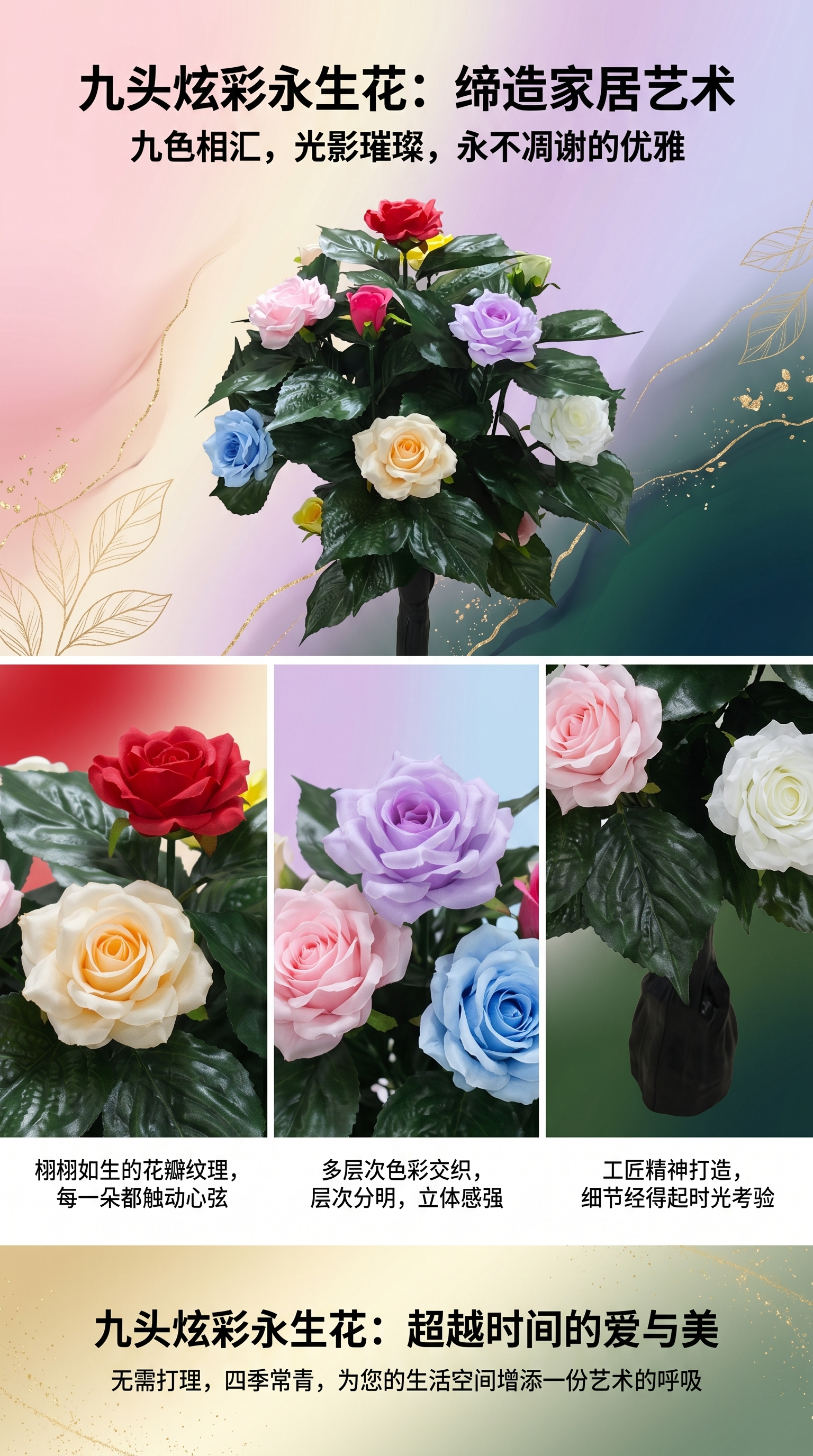 彩色玫瑰花束浪漫鲜花送女友生日礼物情侣表白花束详情1