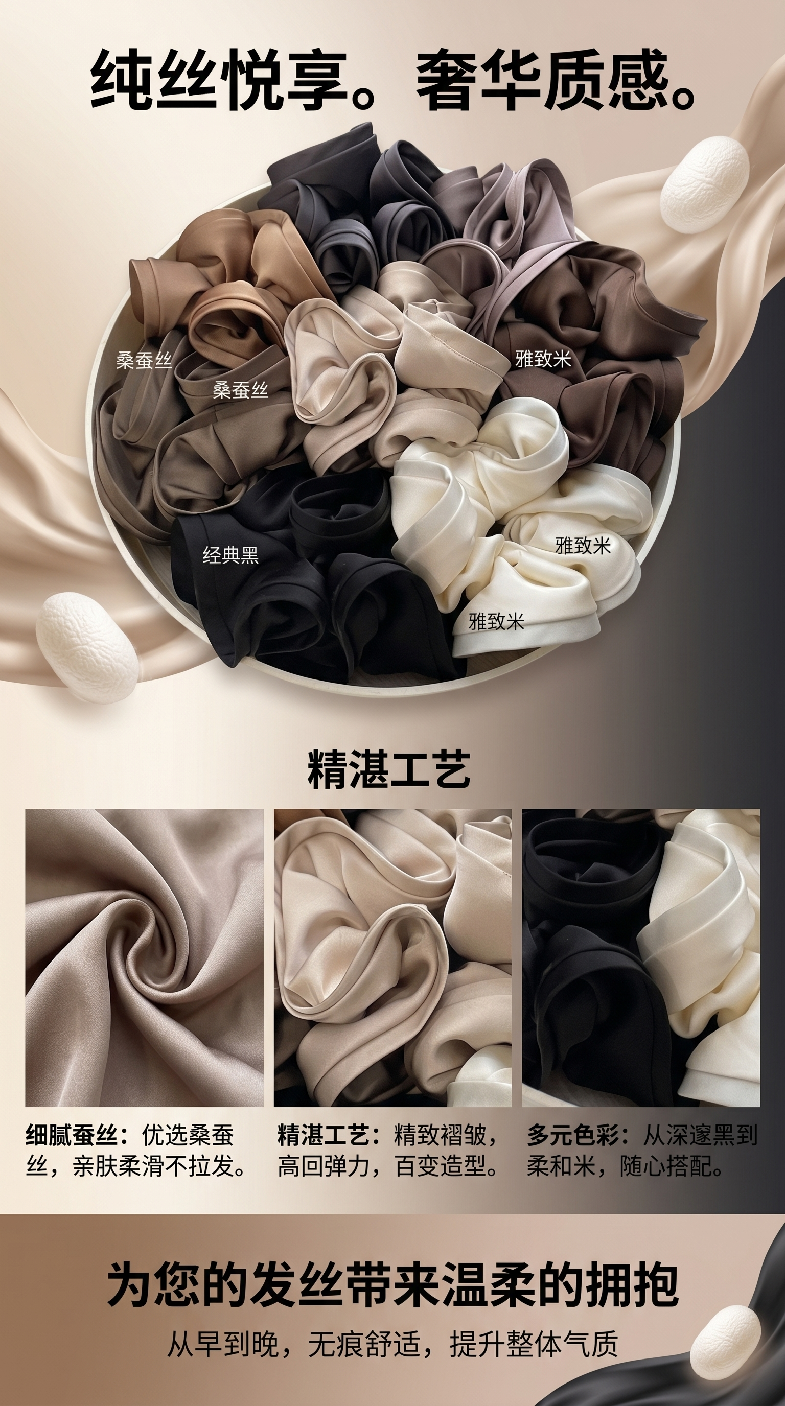 丝质大肠发圈 发饰发绳 高弹不伤发 女士时尚饰品094716649详情1