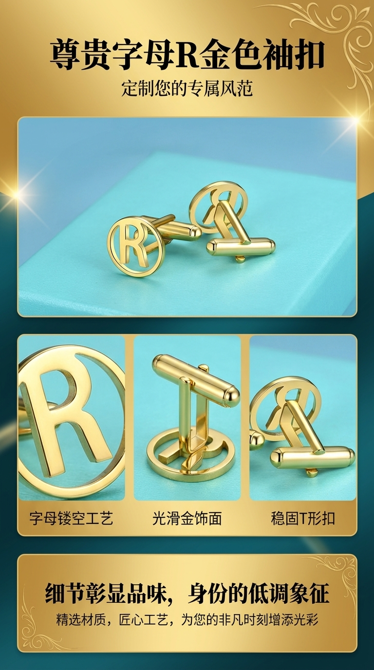 高质感法式圆形衬衫袖扣 礼服扣子袖口纽扣 四款颜色选择详情1