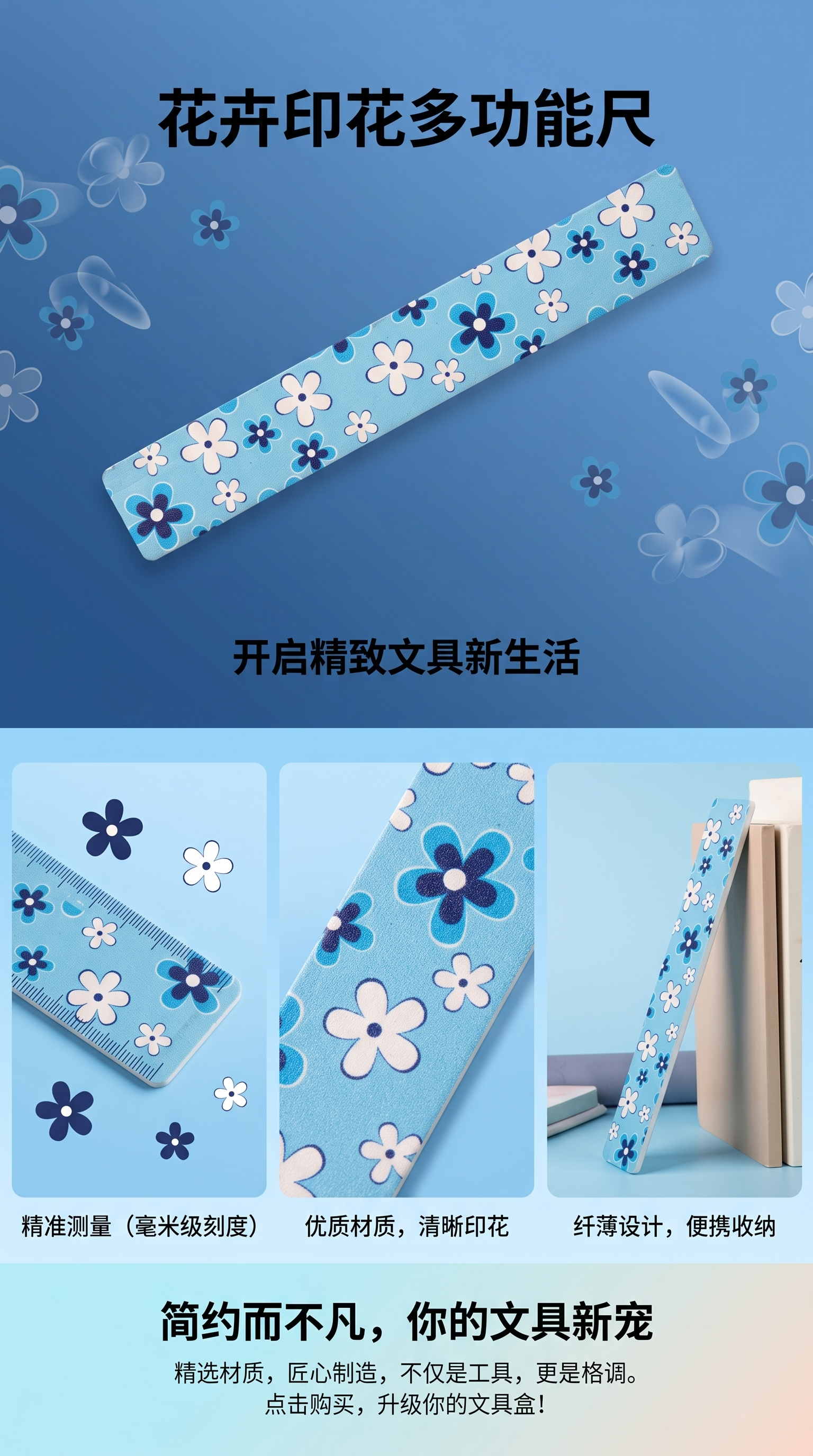 蓝色花卉长条布料装饰条家用窗帘布料1.5米详情1