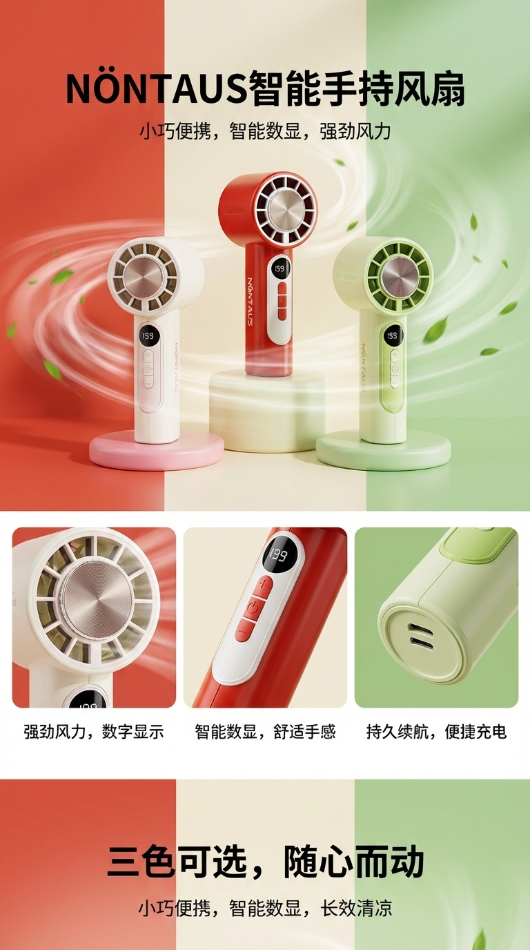 睿旺科技冰锤风扇便携式迷你手持扇冷风扇手持风扇F168122绿色款详情1