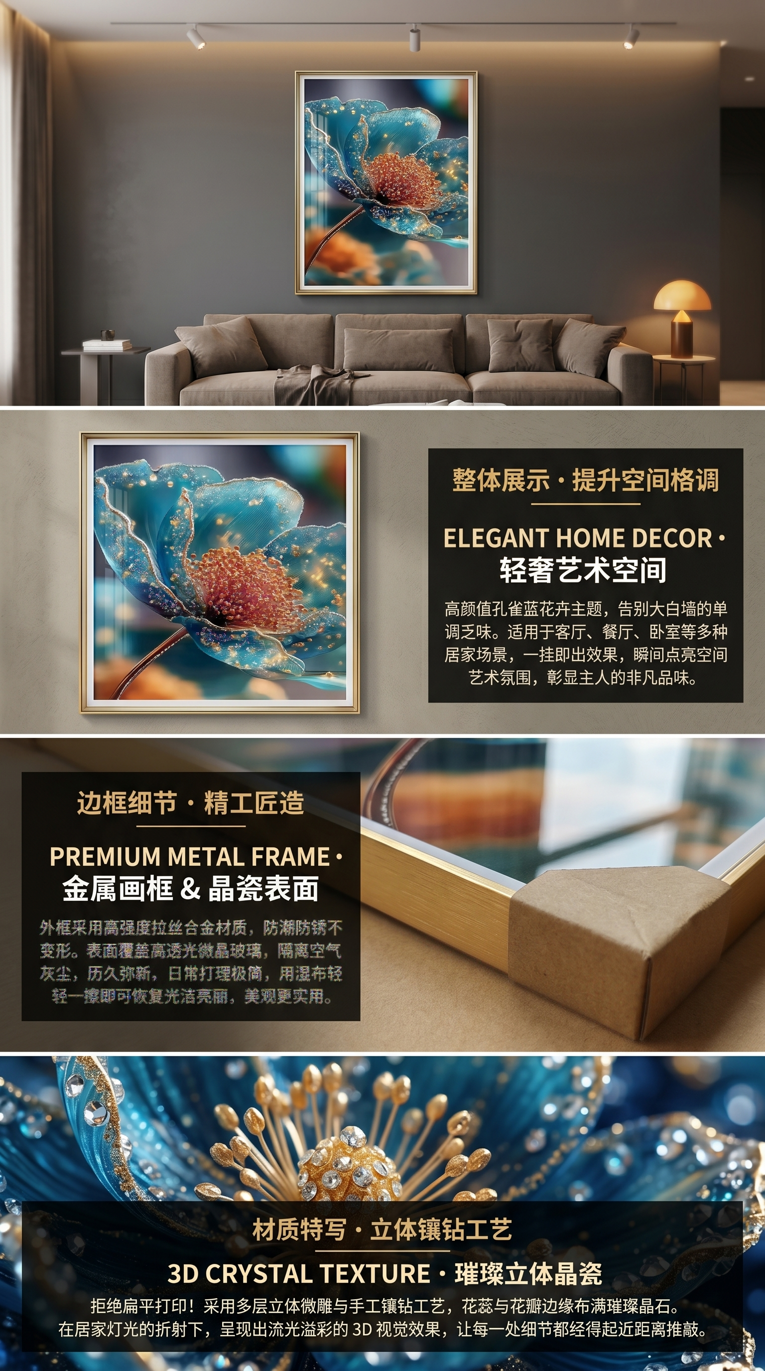 蓝色花朵香薰蜡烛天然大豆植物精油清香持久家居装饰详情2
