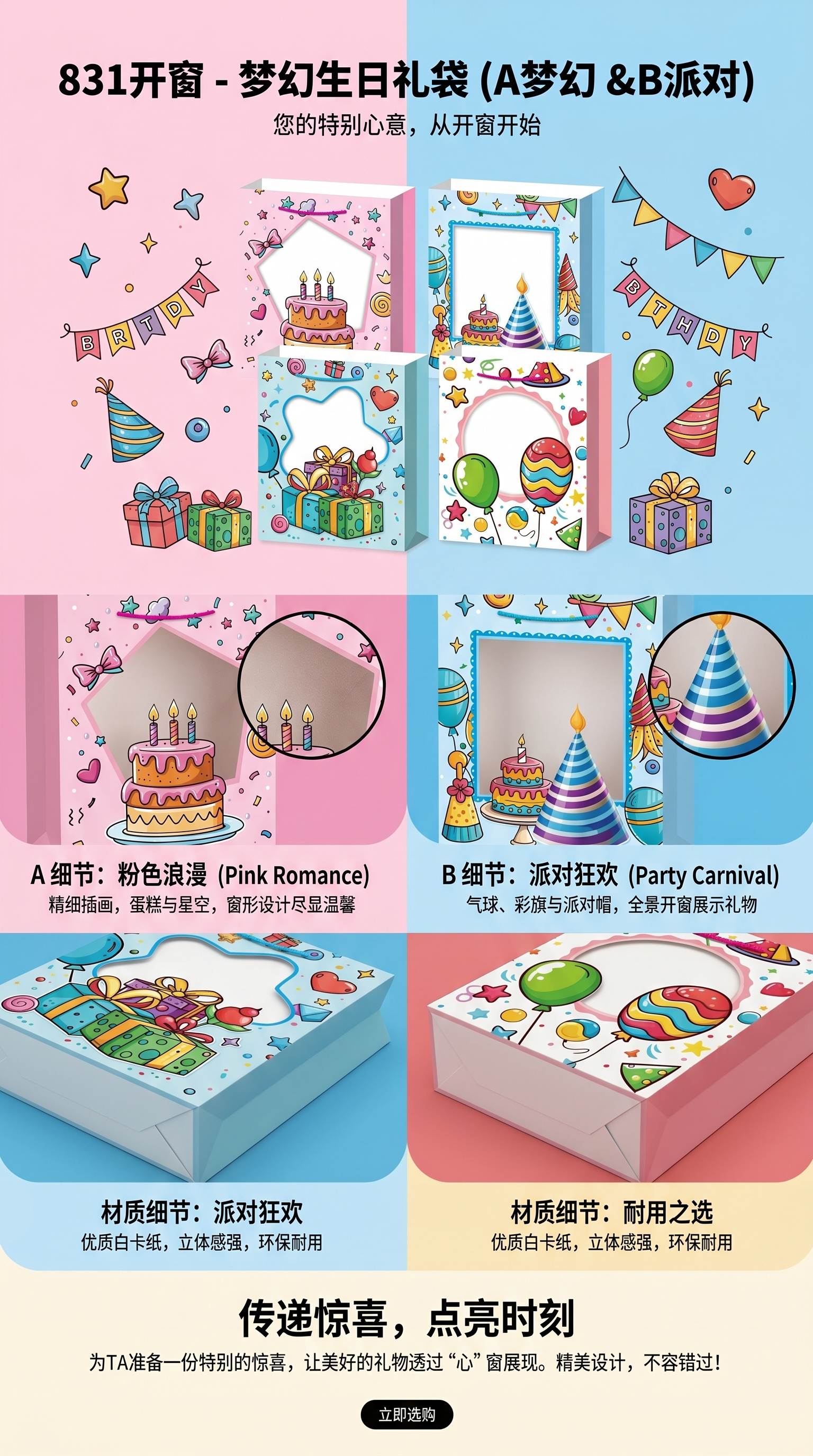 Tipetoys生日主题伴手礼专用礼品包装盒纸袋 详情1