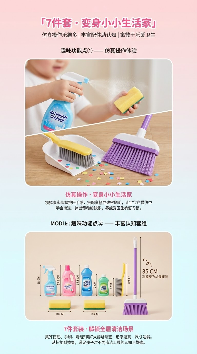 儿童多功能清洁工具过家家玩具外贸热销款仿真扫把详情2
