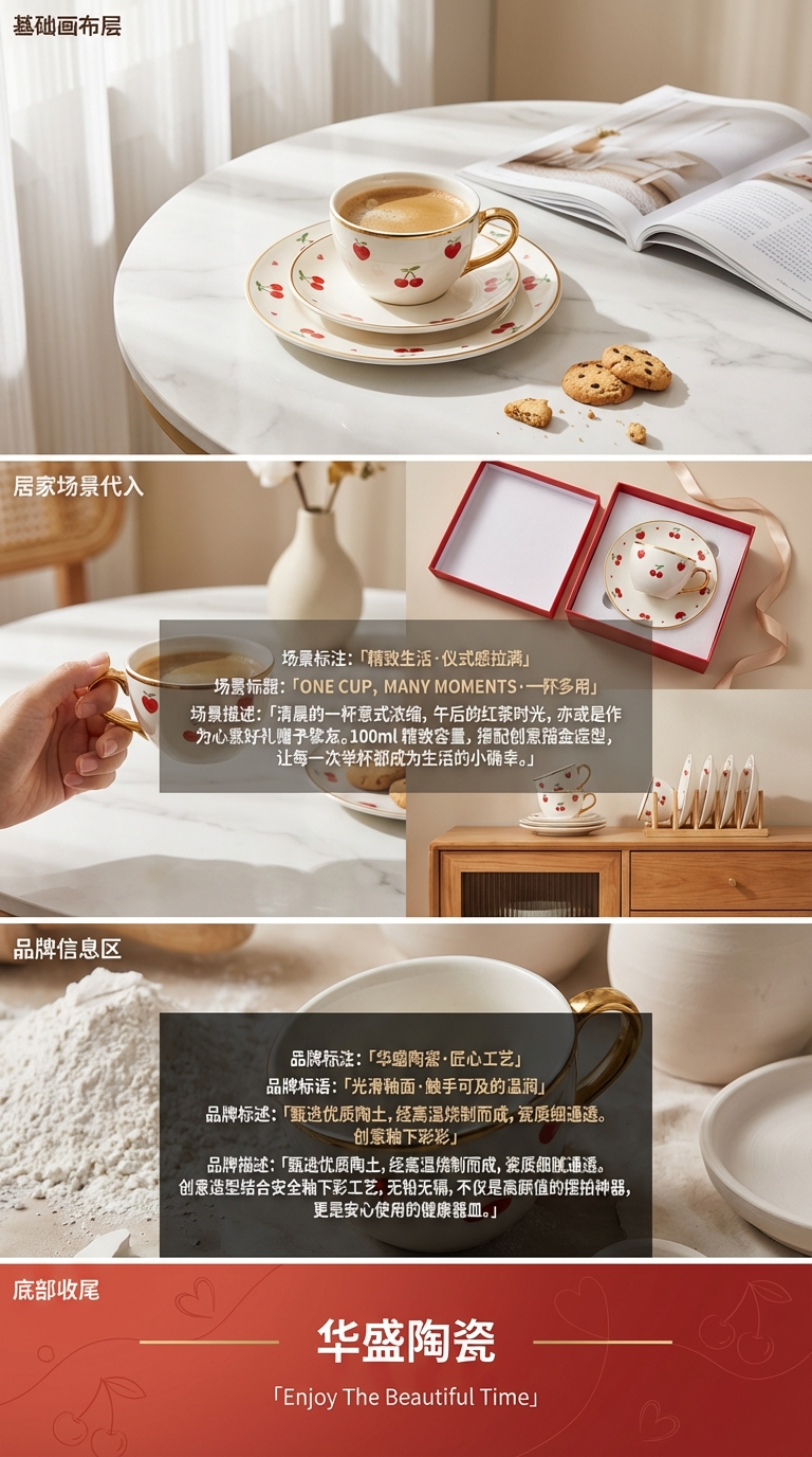 小清新陶瓷杯碟套装节庆款会议杯创意陶瓷杯子家用办公用品详情3