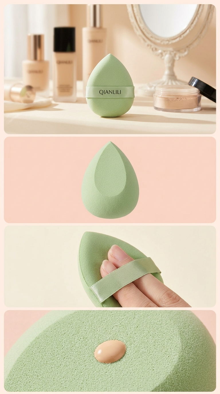 Green powder puff special powder puff beauty tool Soft makeup powder puff 10 pieces set 161933588 pic 2