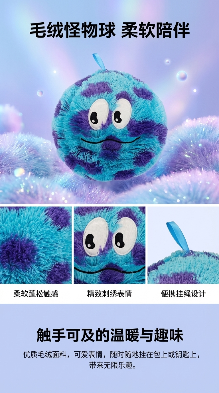 祥物公仔毛绒玩具笑脸球可爱软萌儿童礼物 详情1