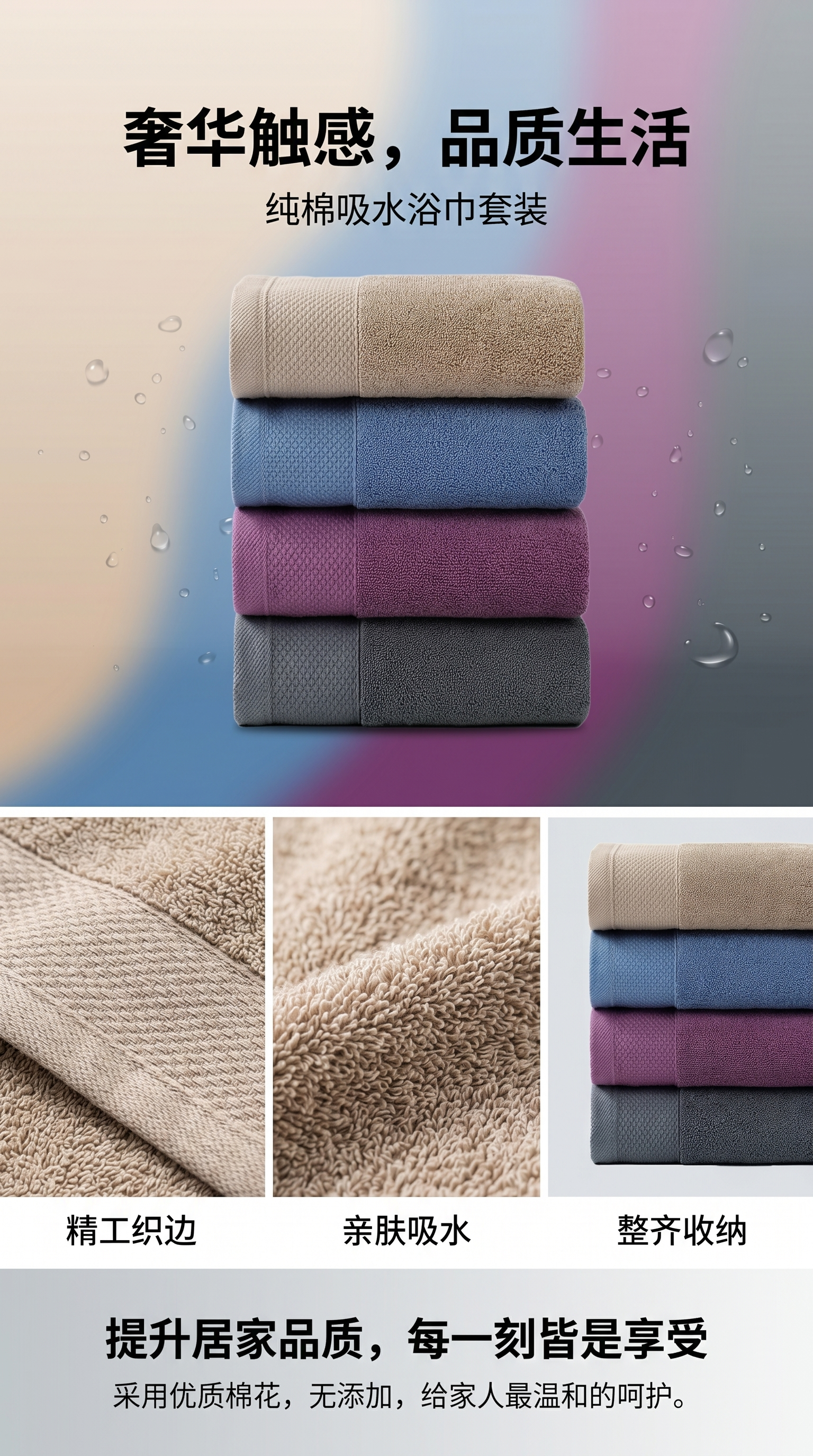 Pure cotton towel, 40*80cm, household, all-cotton, absorbent, soft, thickened, for adult use pic 1