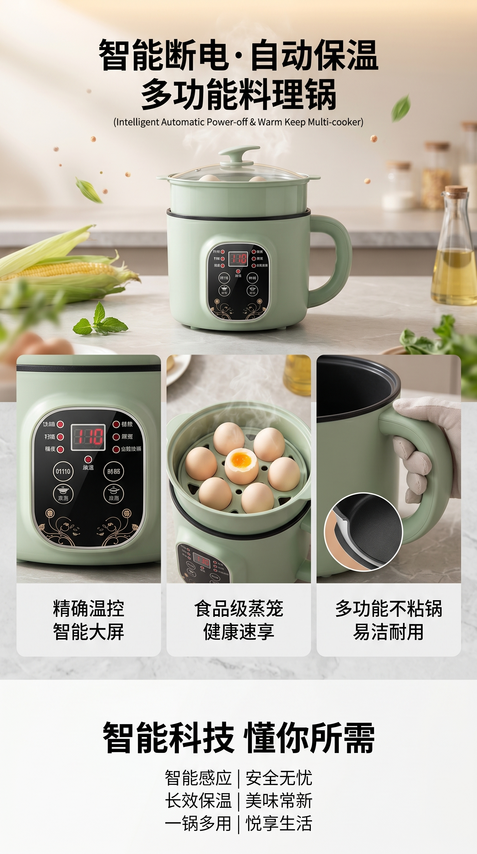 Smart power-off automatic heat preservation rice cooker, a multi-functional household rice cooker pic 1