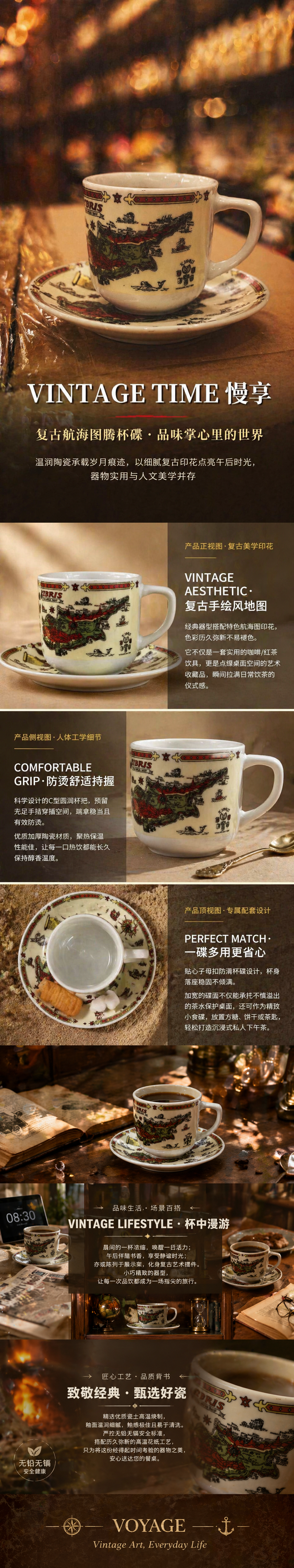 地图图案茶杯茶碟套装居家装饰摆件礼品详情1