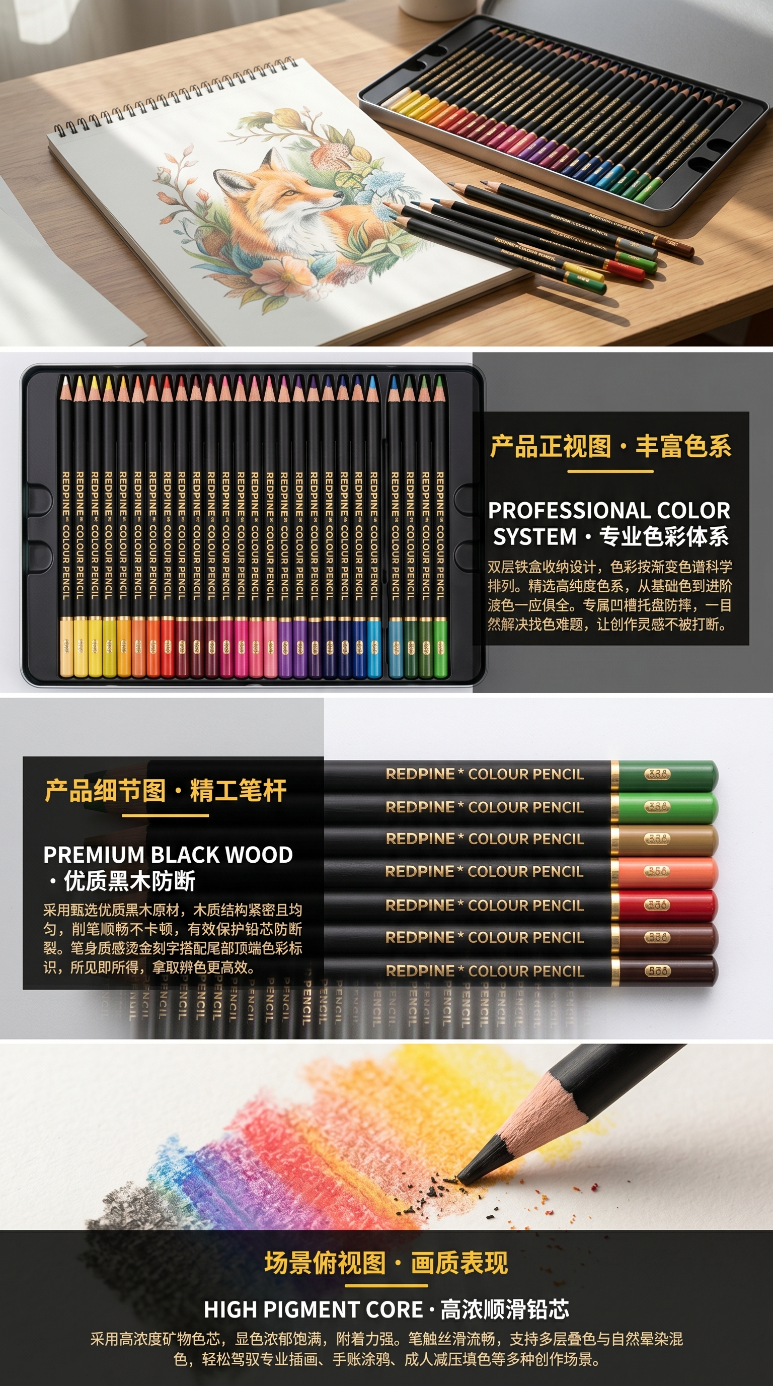 彩色铅笔套装儿童创意绘画用彩色铅笔24色盒装150339131详情2