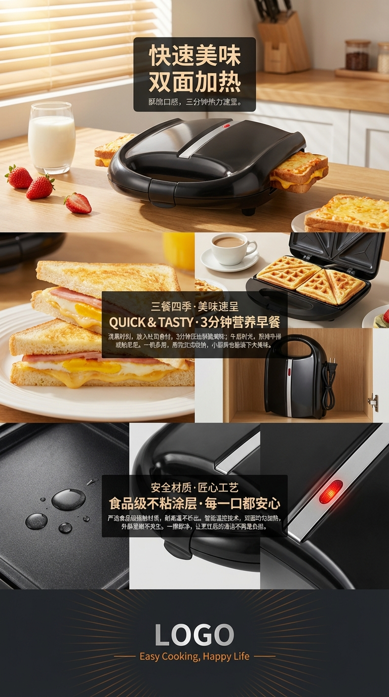 Best-selling double-sided heating sandwich maker, grill, detachable tray breakfast machine, waffle maker, sandwich pani machine, 559 source factory, source factory pic 3