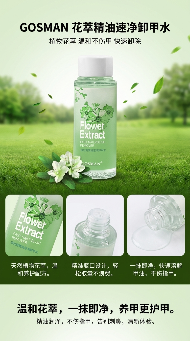 Green plant extract nail polish remover, nail polish remover oil, nail polish remover water is powerful, gentle and does not hurt hands pic 1