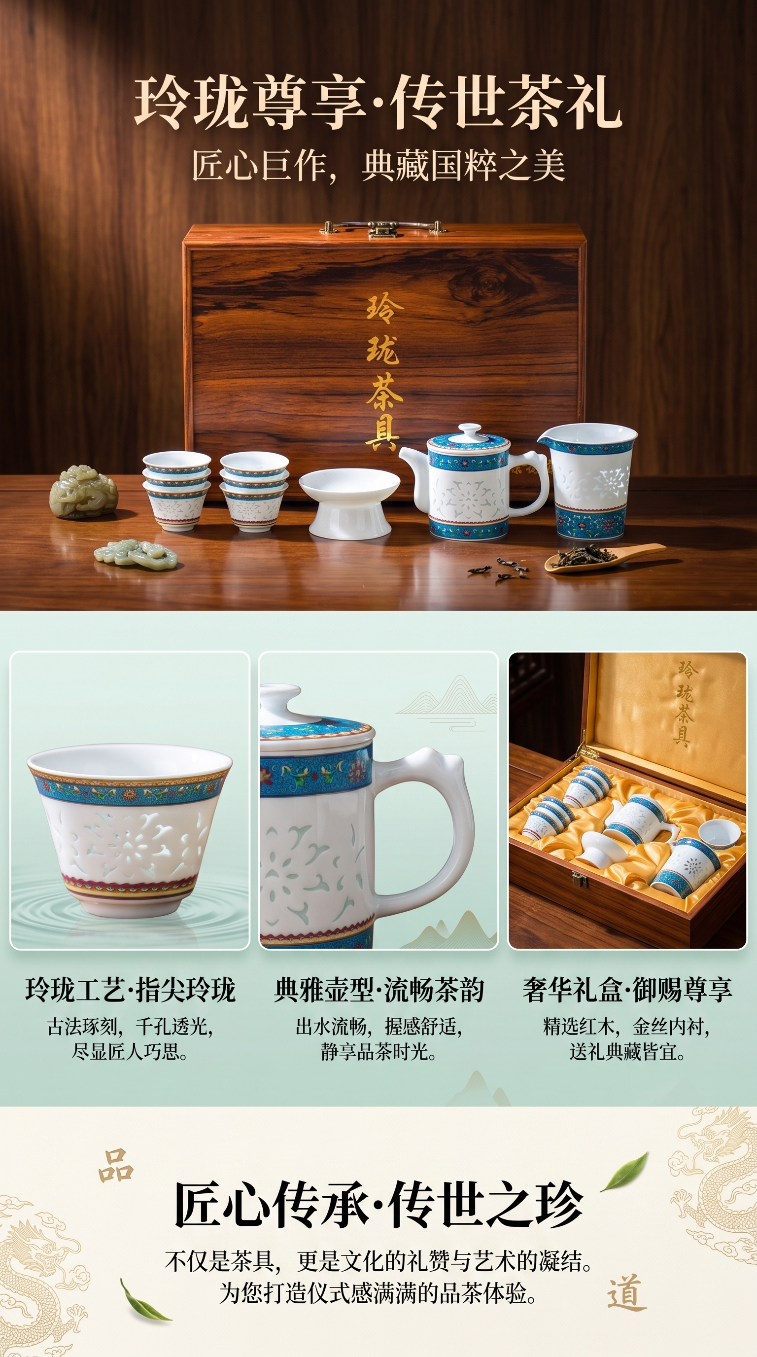 茶具套装 陶瓷茶具整套含茶壶茶杯公道杯茶漏详情1